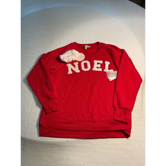 Philosophy Republic Clothing Noel Sweatshirt Women's Small Red Fuzzy Letters - Picture 1 of 6